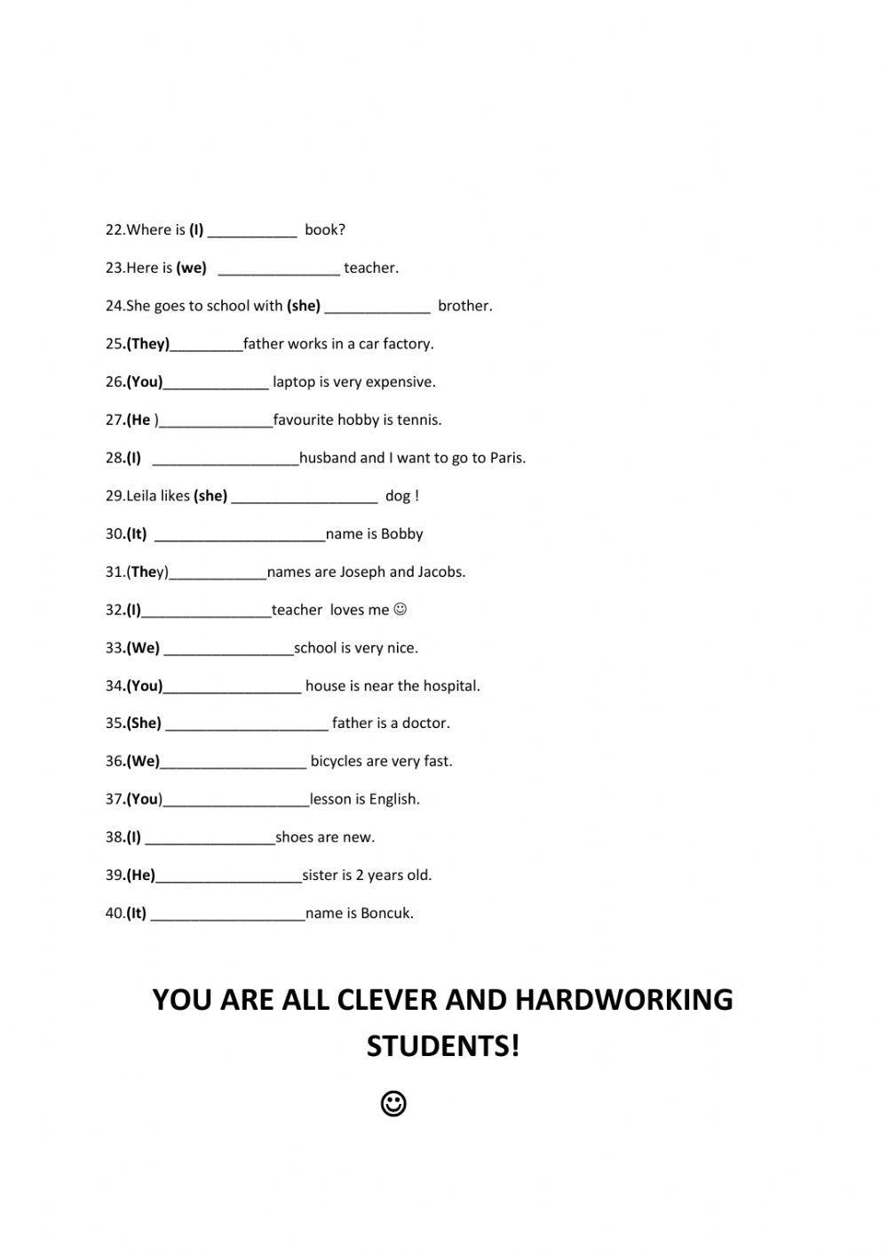 Possessive adjectives