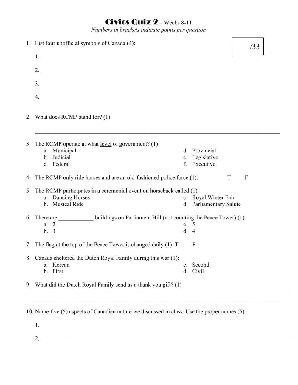 Canadian Symbols Quiz 2