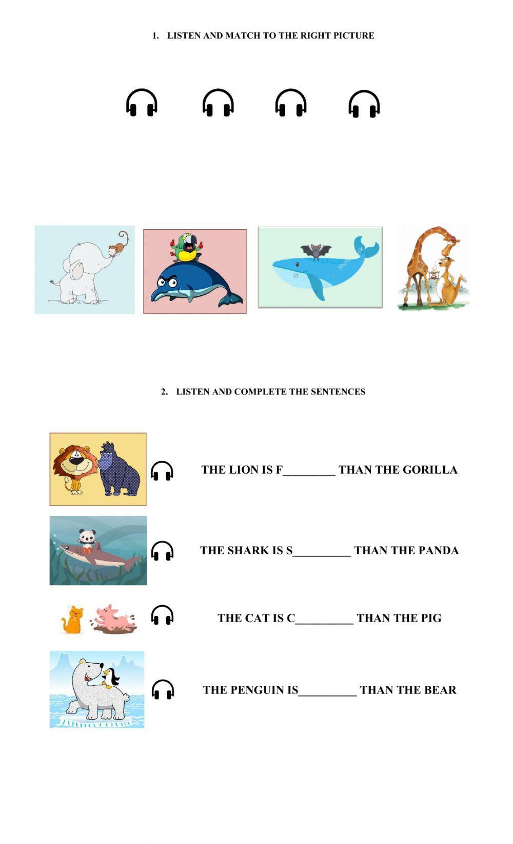 Comparative adjectives listening task