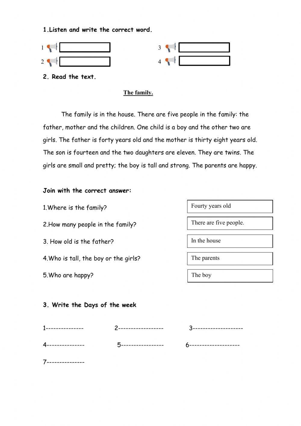 Initial Evaluation Ingles Third grade