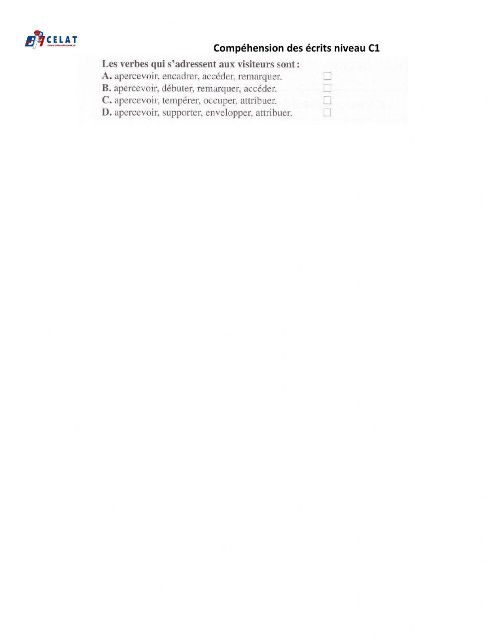 Celat-compréhension des écrits tcf- n. 6