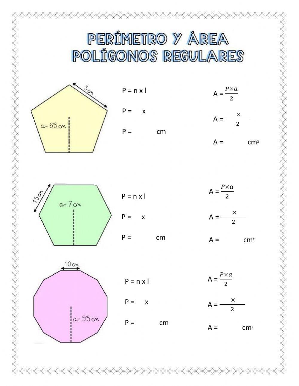 Perímetro y área de polígonos regulares