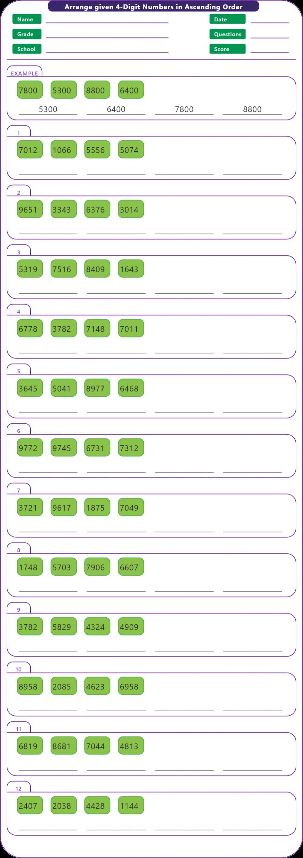 ascending order 4 digit