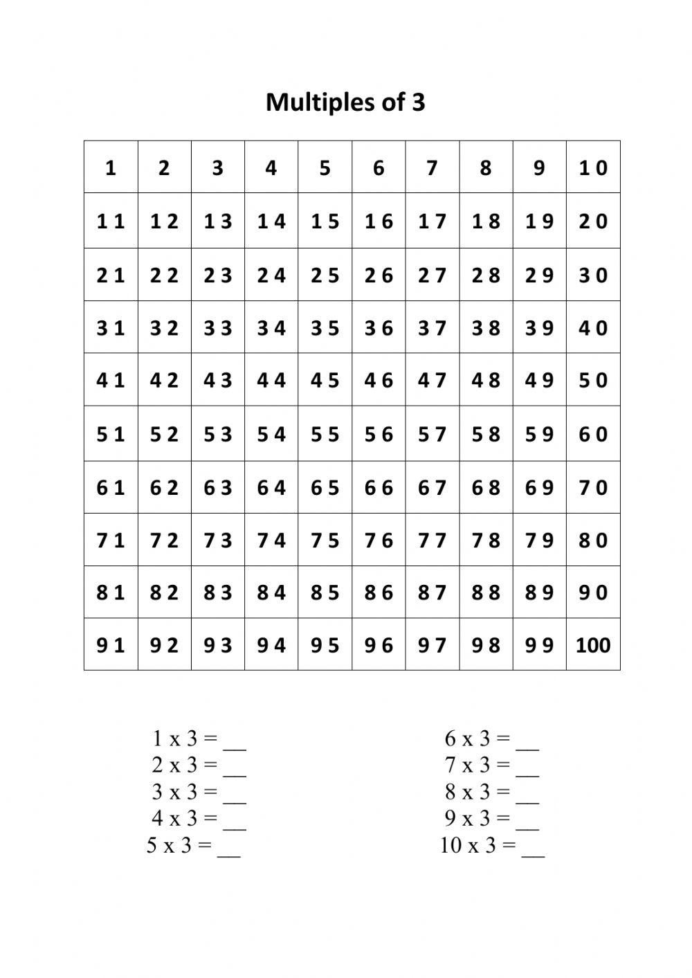 Multiples of 3 worksheet | Live Worksheets multiples-of-3-worksheet-live-worksheets