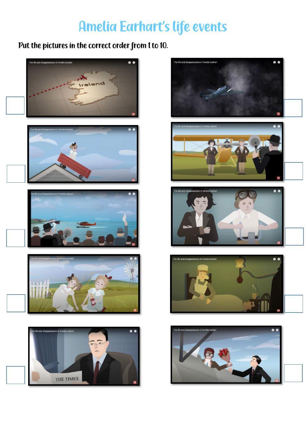 Amelia Earhart's life events