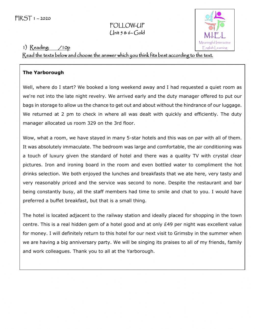 FCE - Follow-up Units 5 & 6