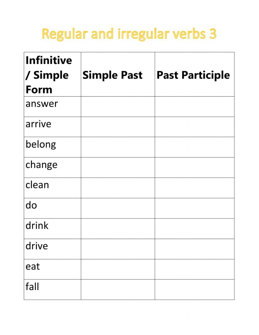 Regular and Irregular verbs 3