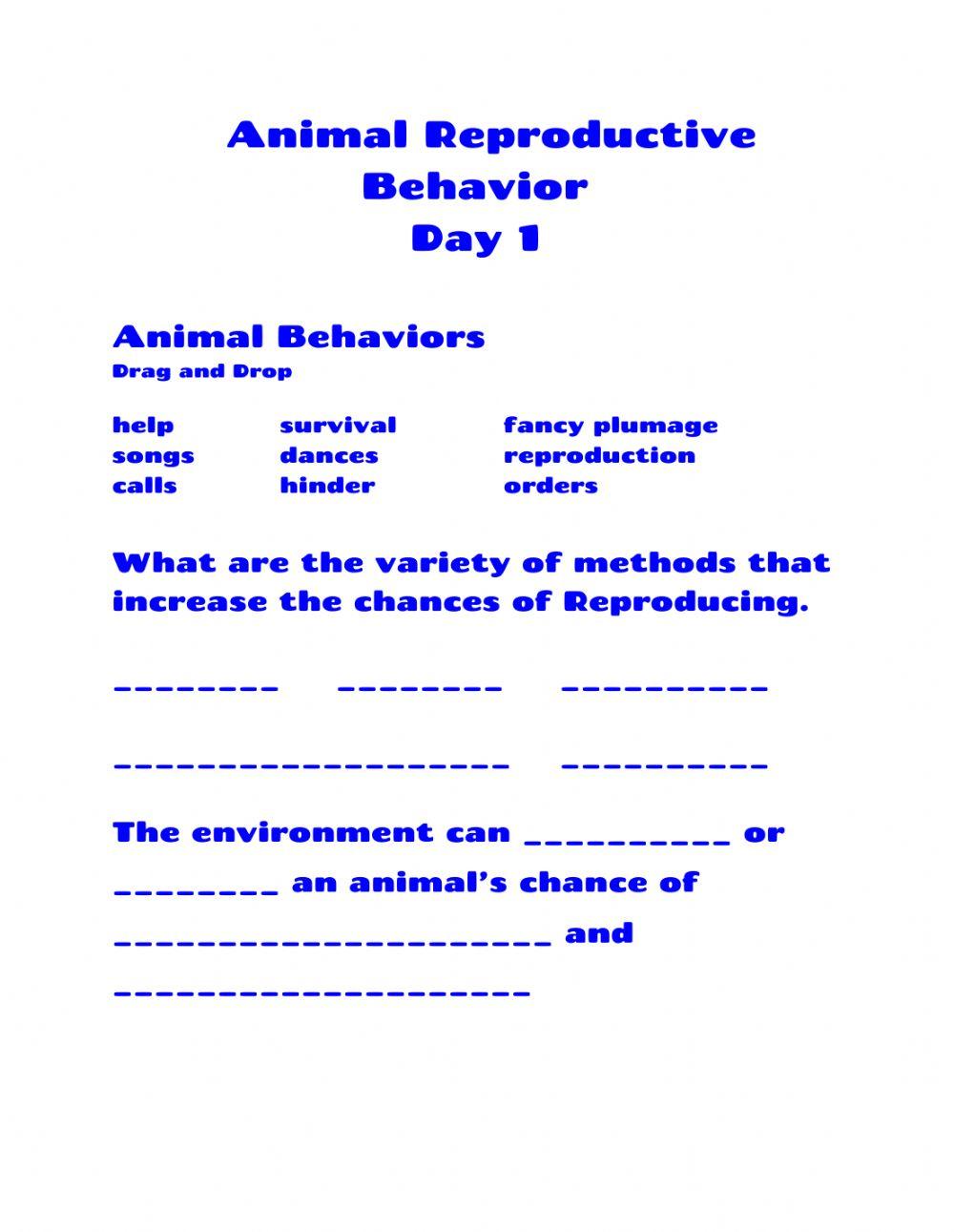 Animal Reproductive Behaviors Day 1