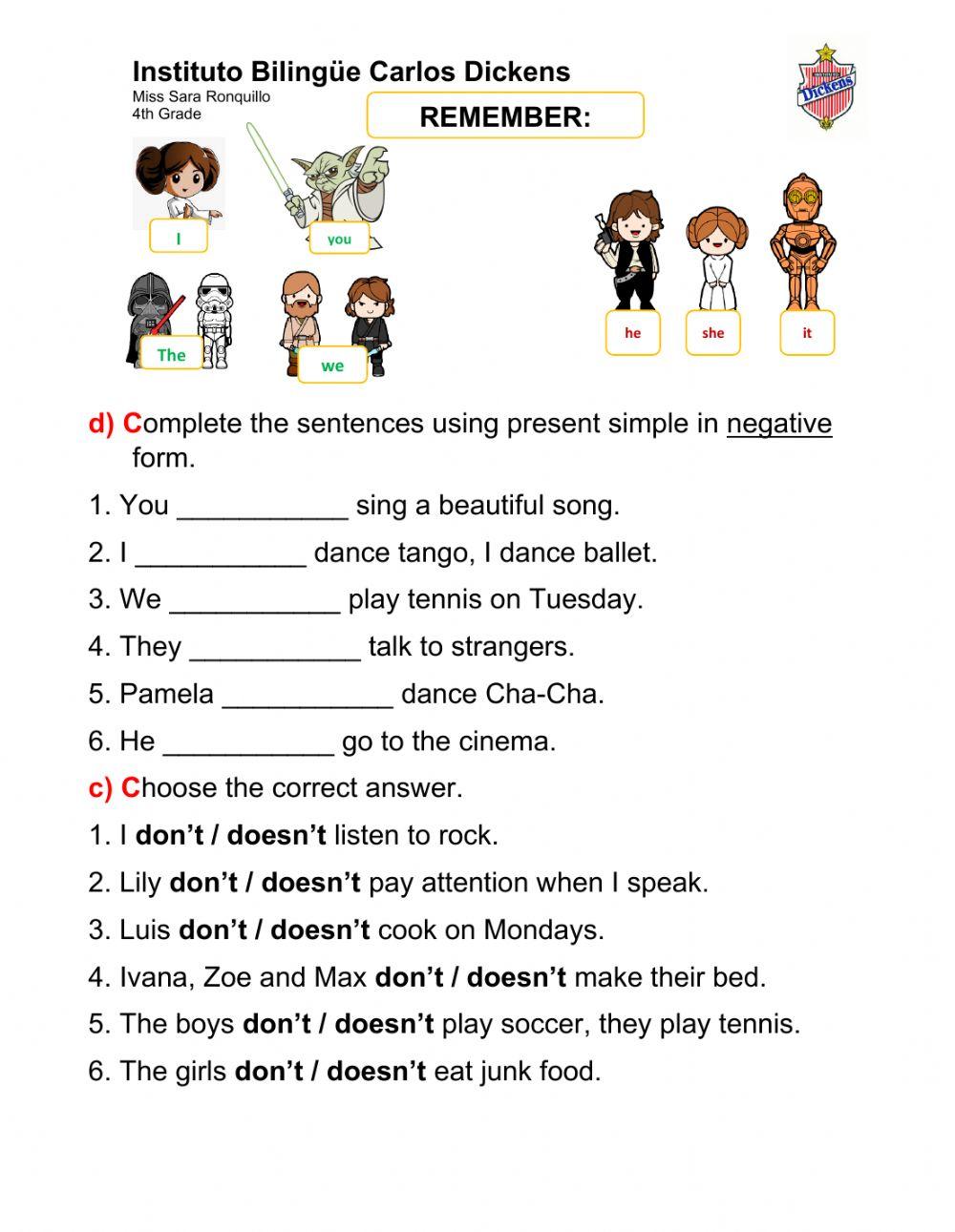 Present Simple Negative Form