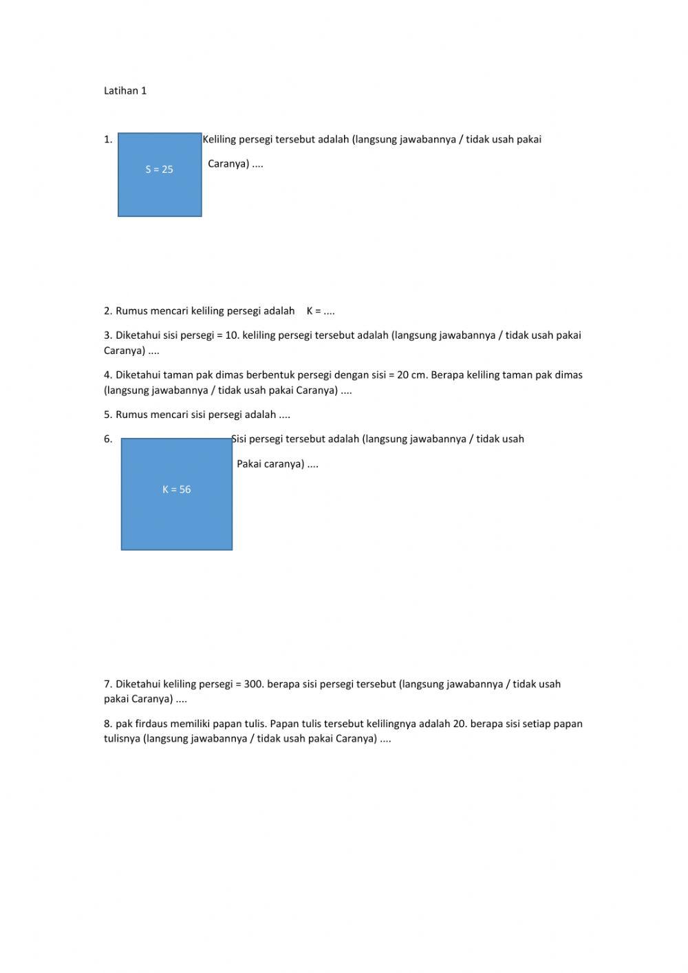 Matematika (keliling persegi