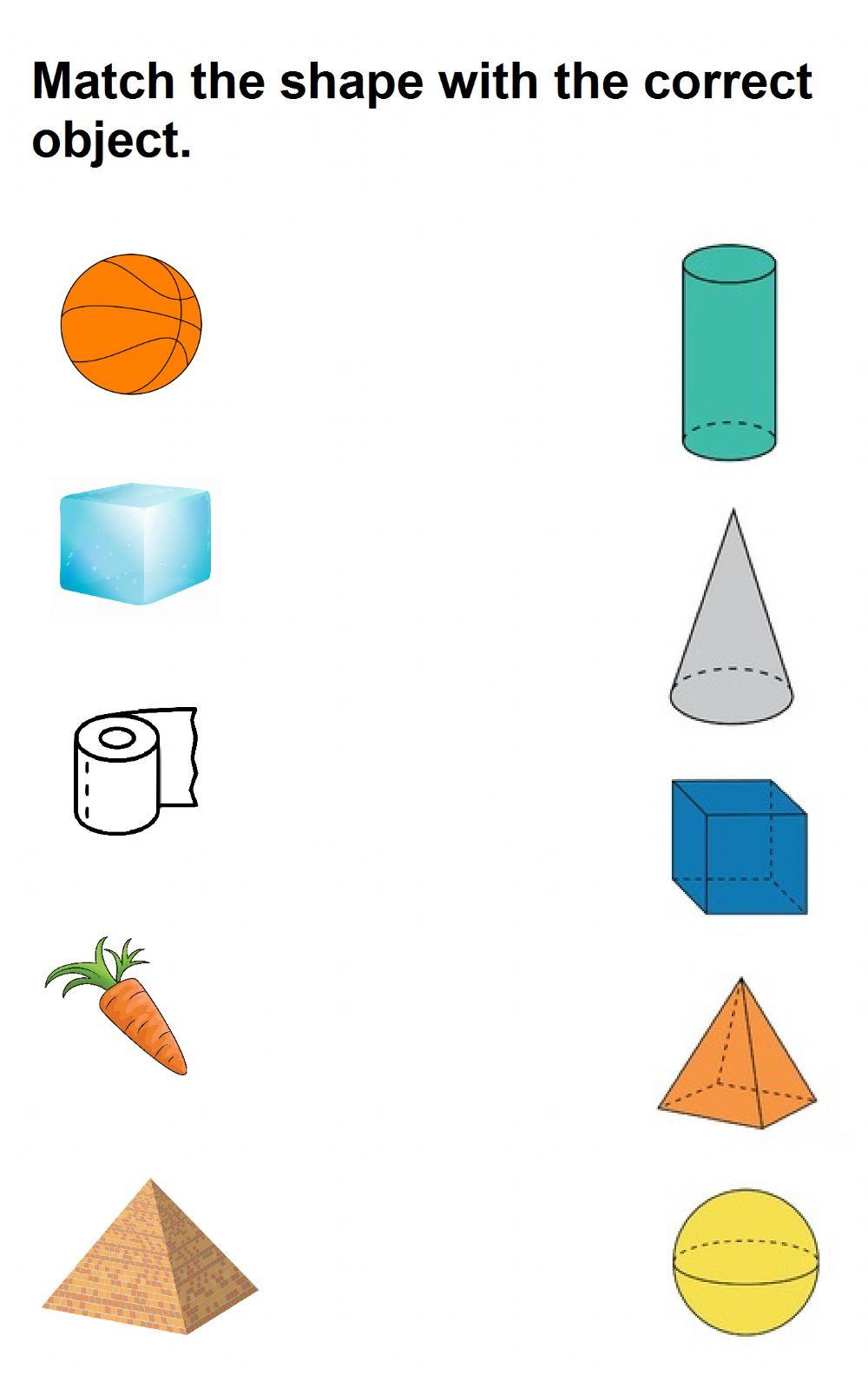 3D shapes online activity for preschool Live Worksheets