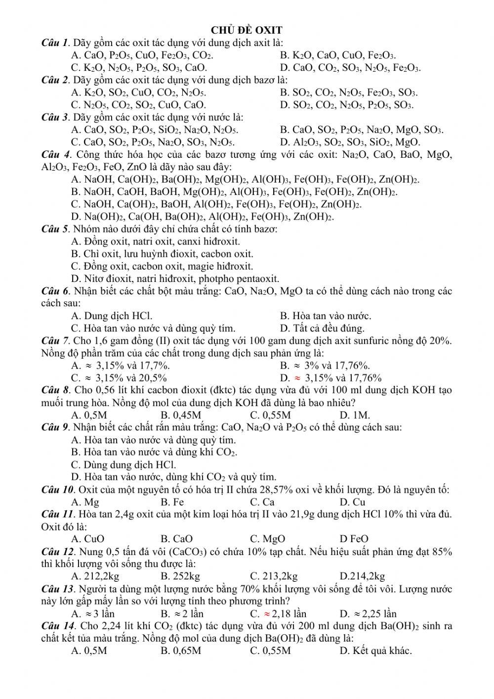 Bài tập oxit-hóa 9