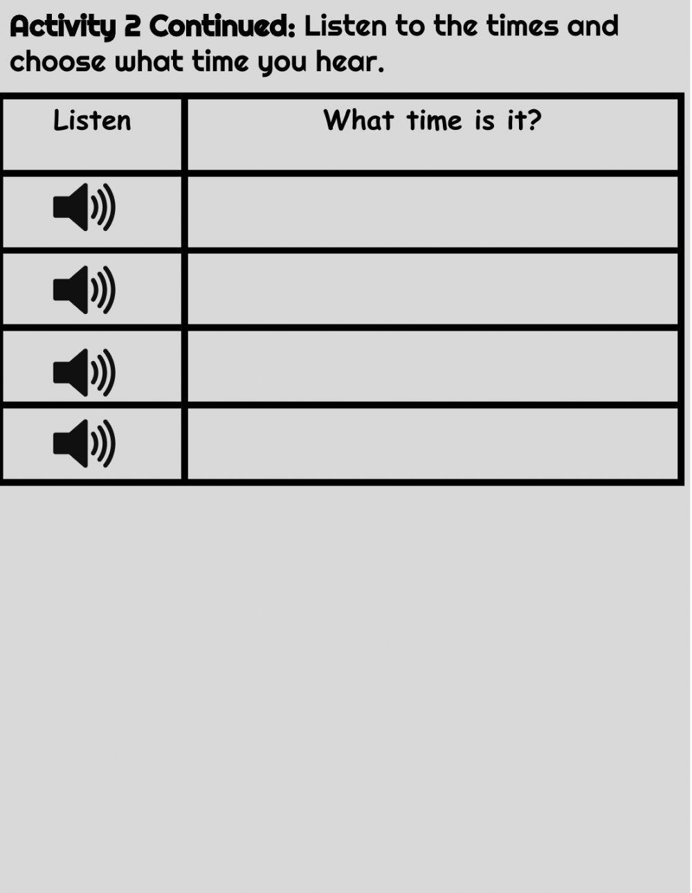 Telling Time Practice (Speaking & Listening)