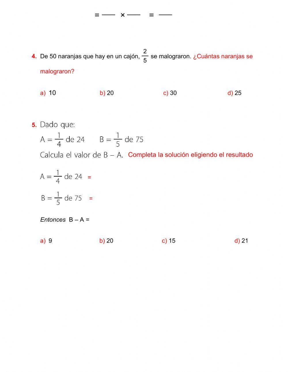 Multiplicación y división de fracciones