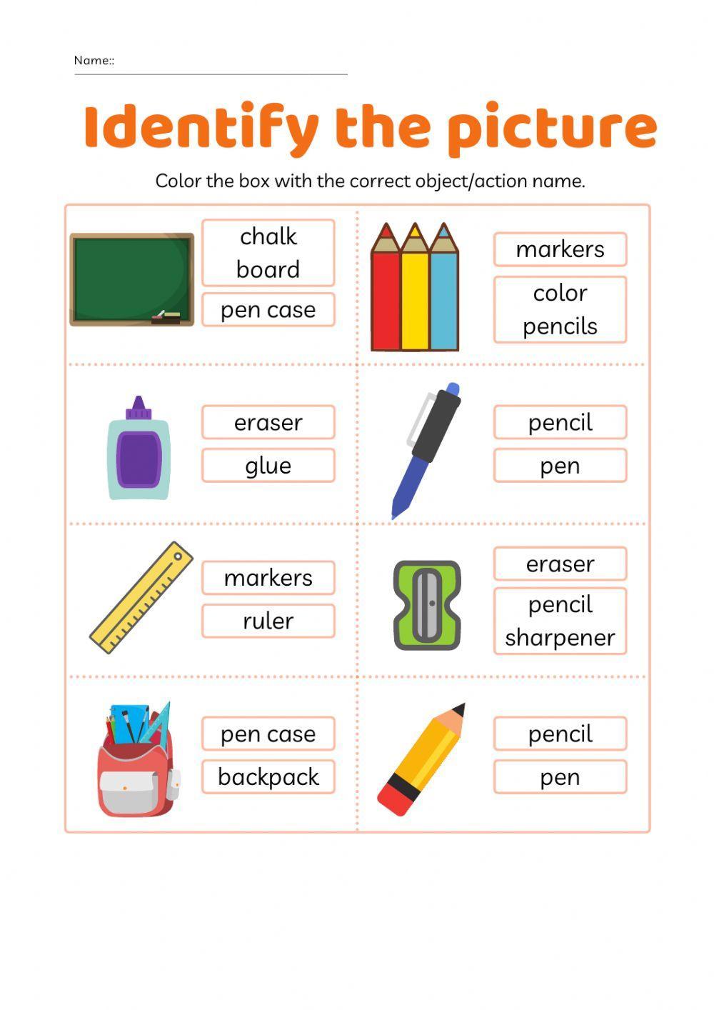 School Supplies Vocab Practice
