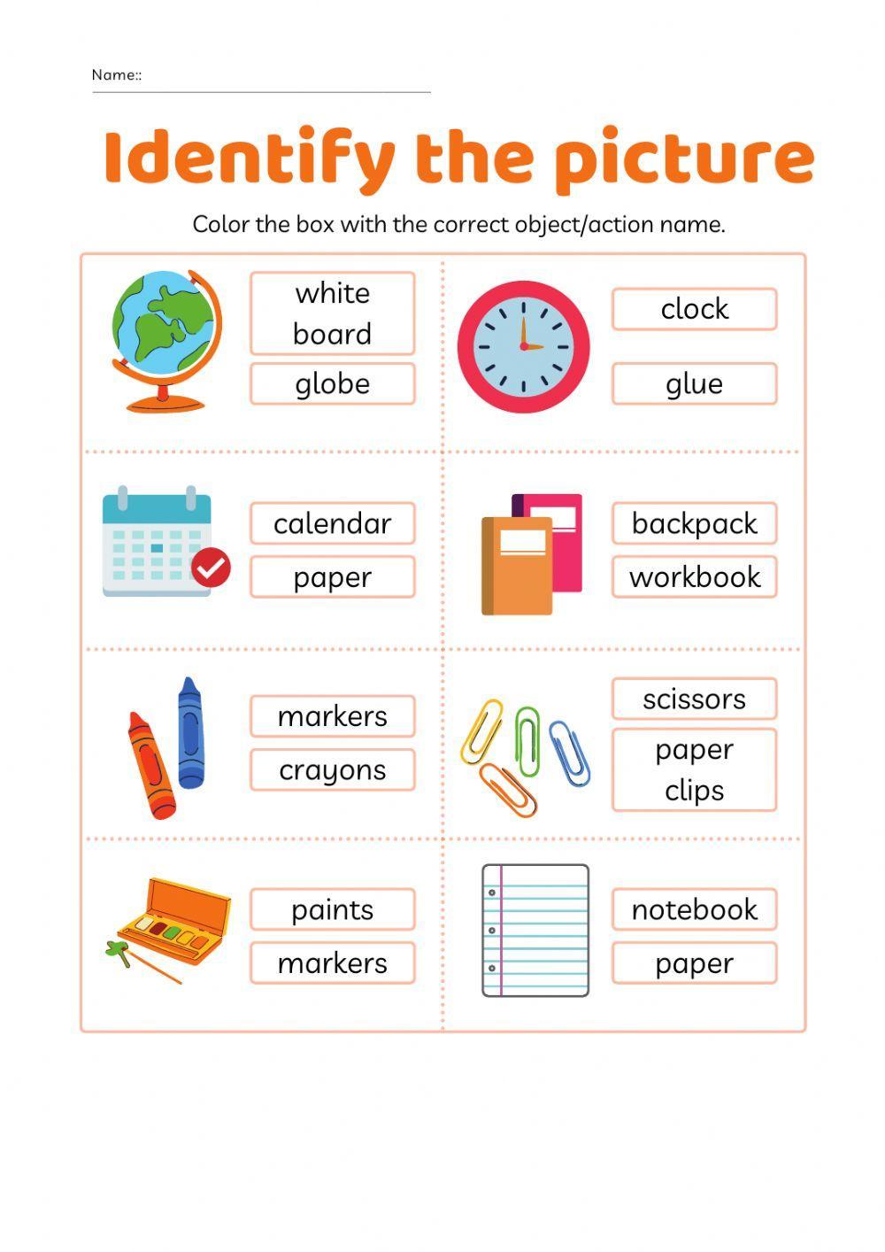 School Supplies Vocab Practice