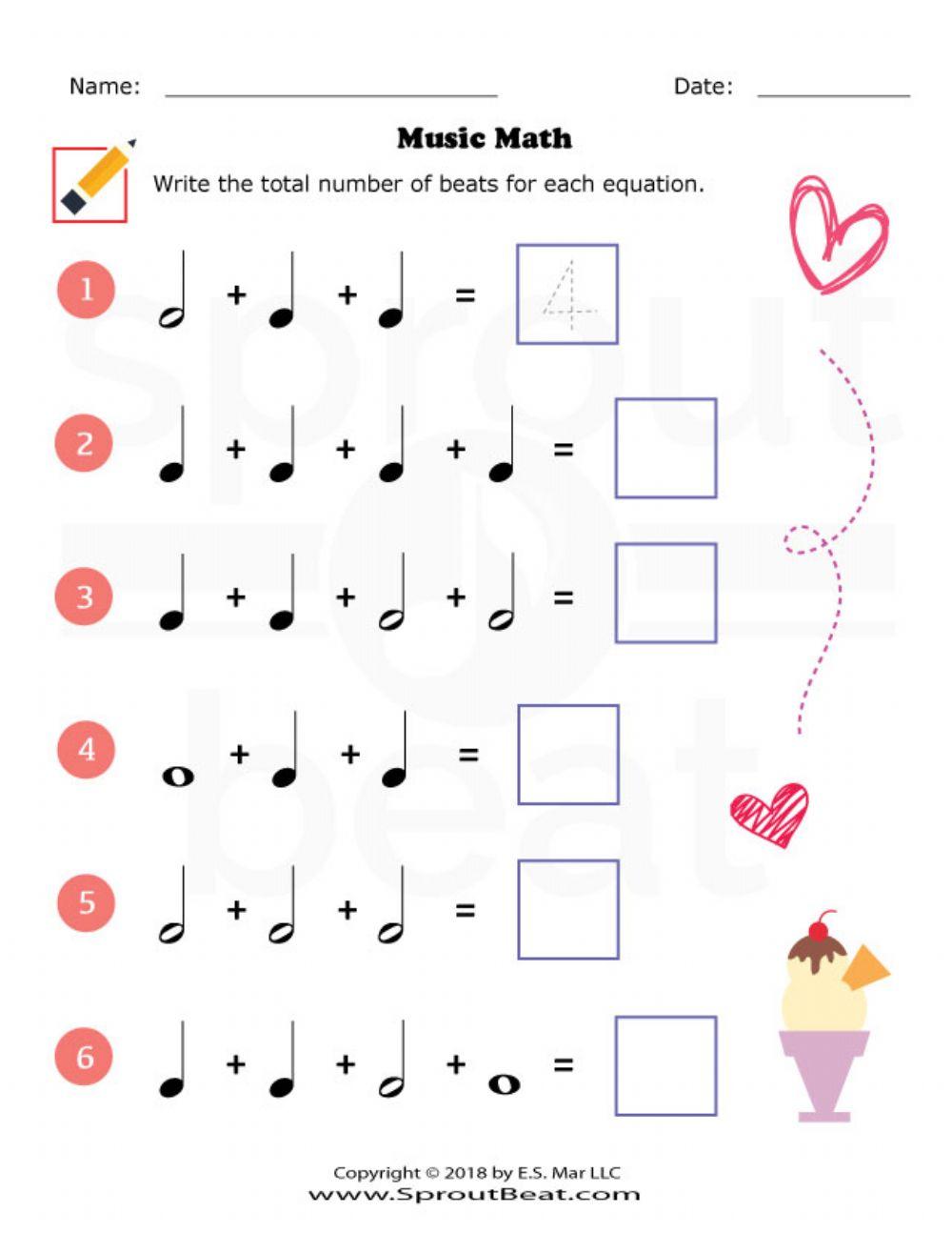 Music Math Super Easy online exercise for Live Worksheets