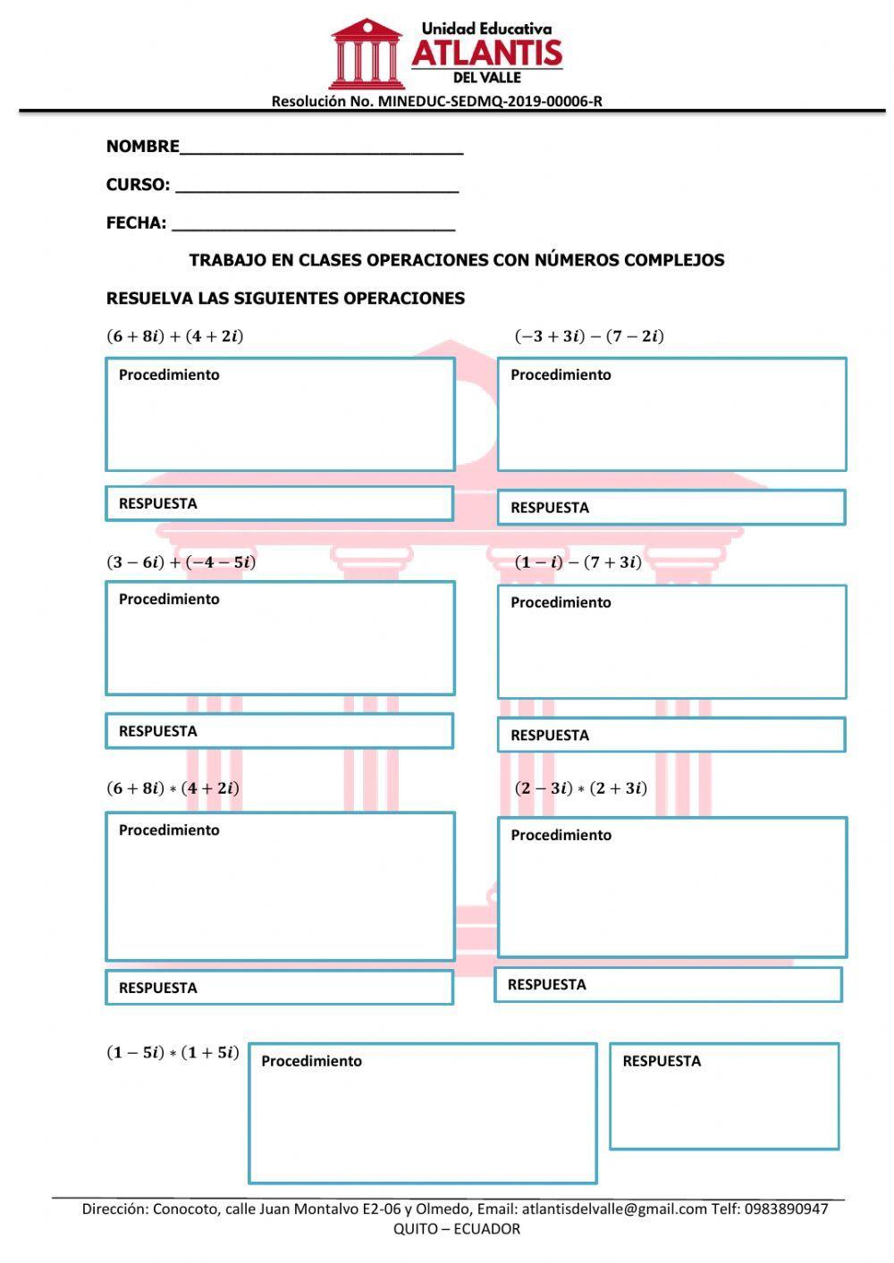 Operaciones con complejos