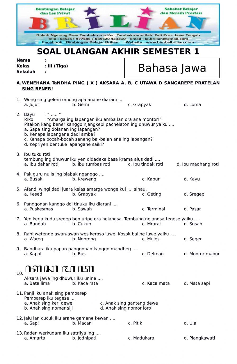Bahasa jawa kelas 3
