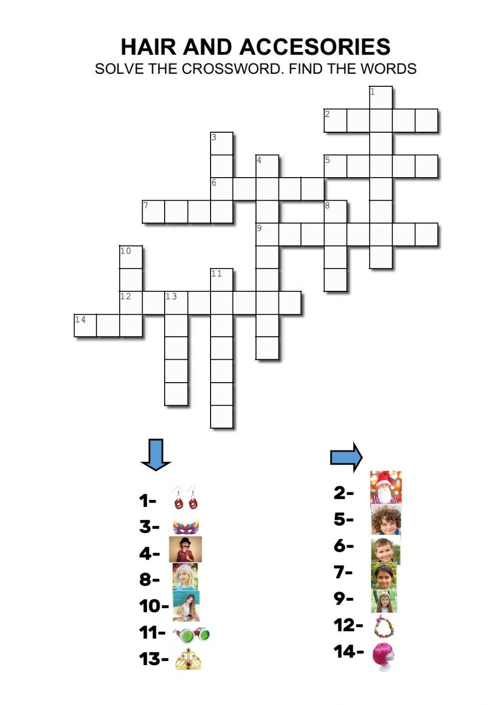 Hair and accesories crossword
