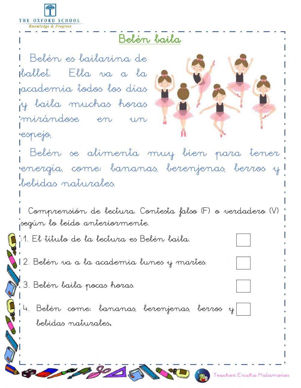 Lectura Comprensiva Belén baila