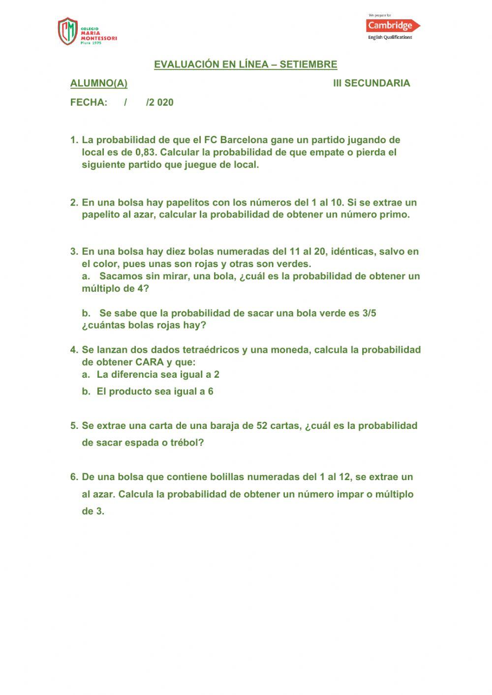 Probabilidad de un suceso