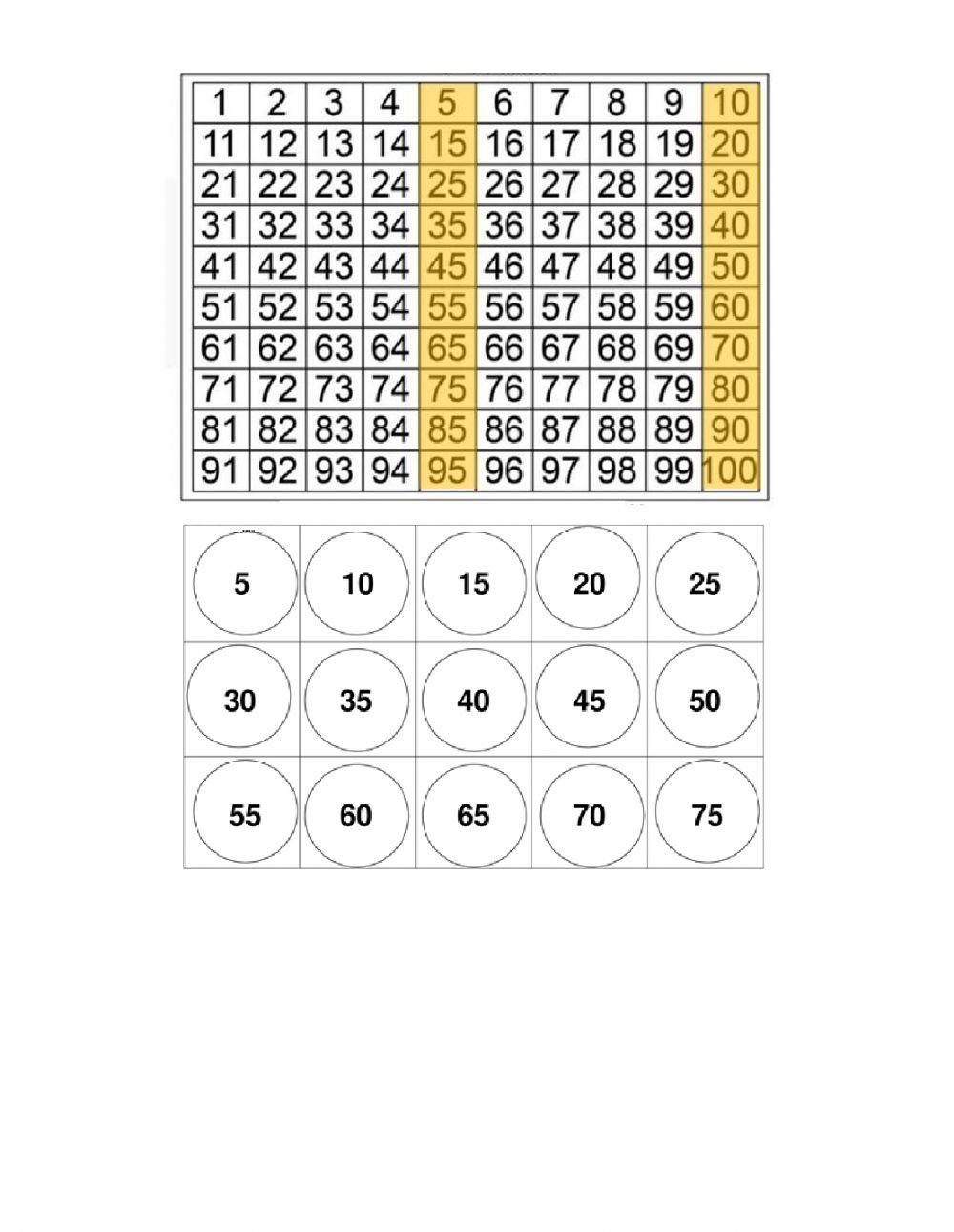 Conteo de 2 en 2, de 5 en 5 y de 10 en 10