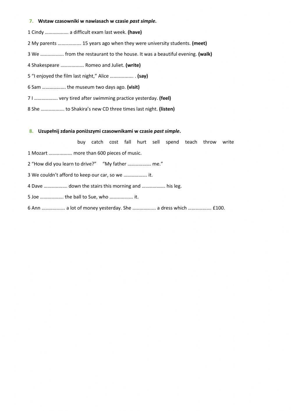 E8 U2 Miejsce zamieszkania Grammar