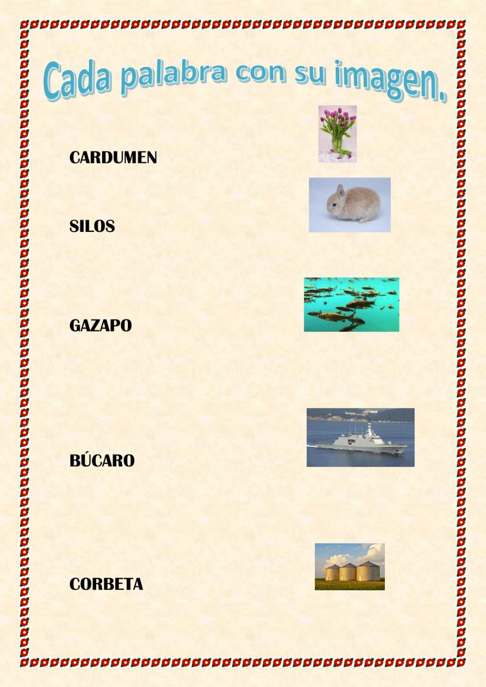 Relaciona la palabra con su imagen