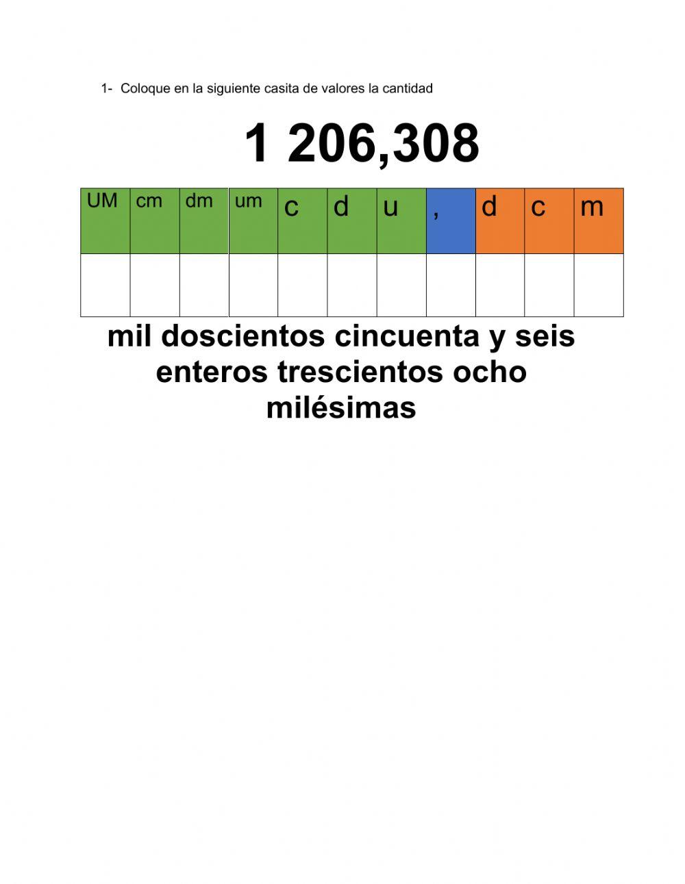 Decimales valor poscicional