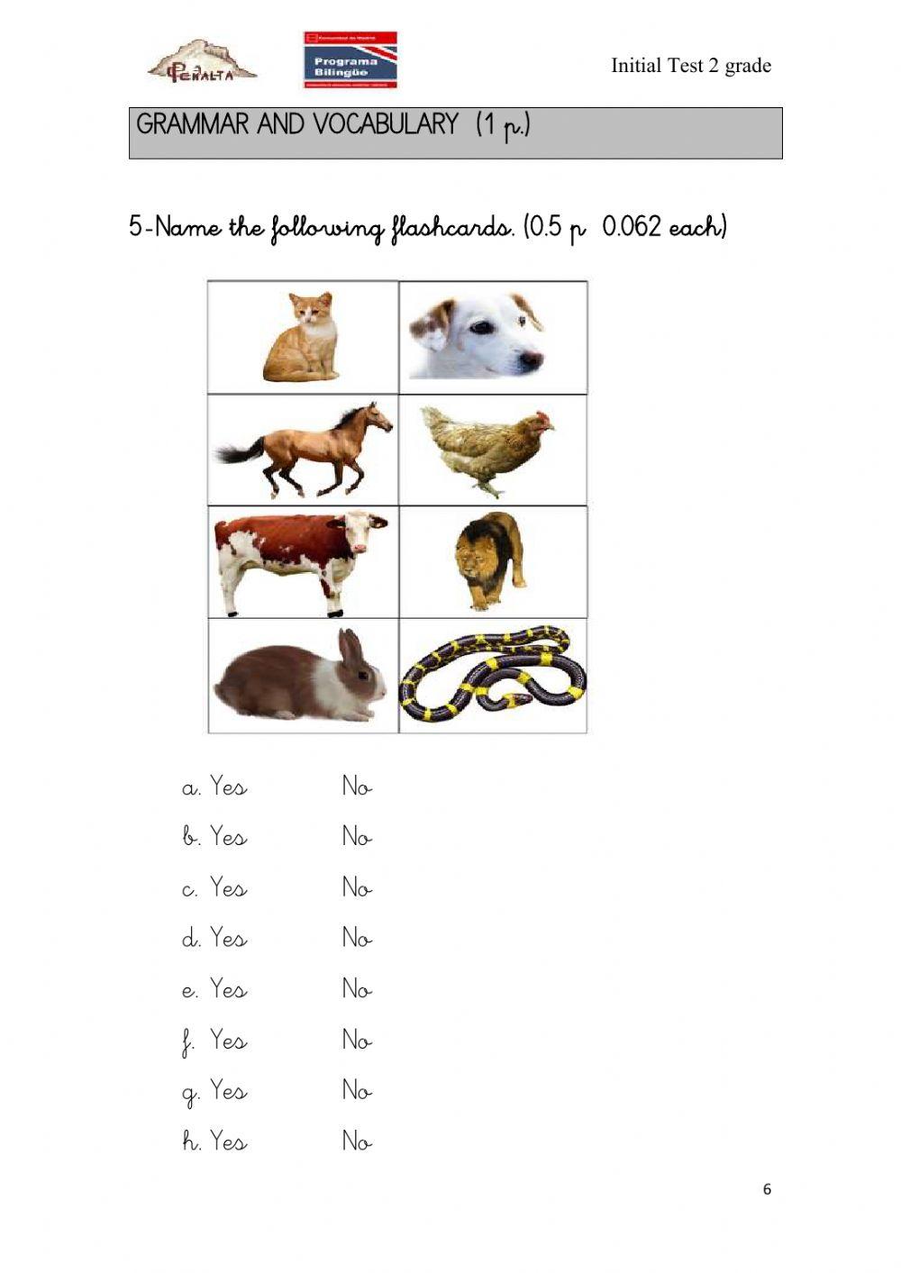 Initial Test 2nd Grade