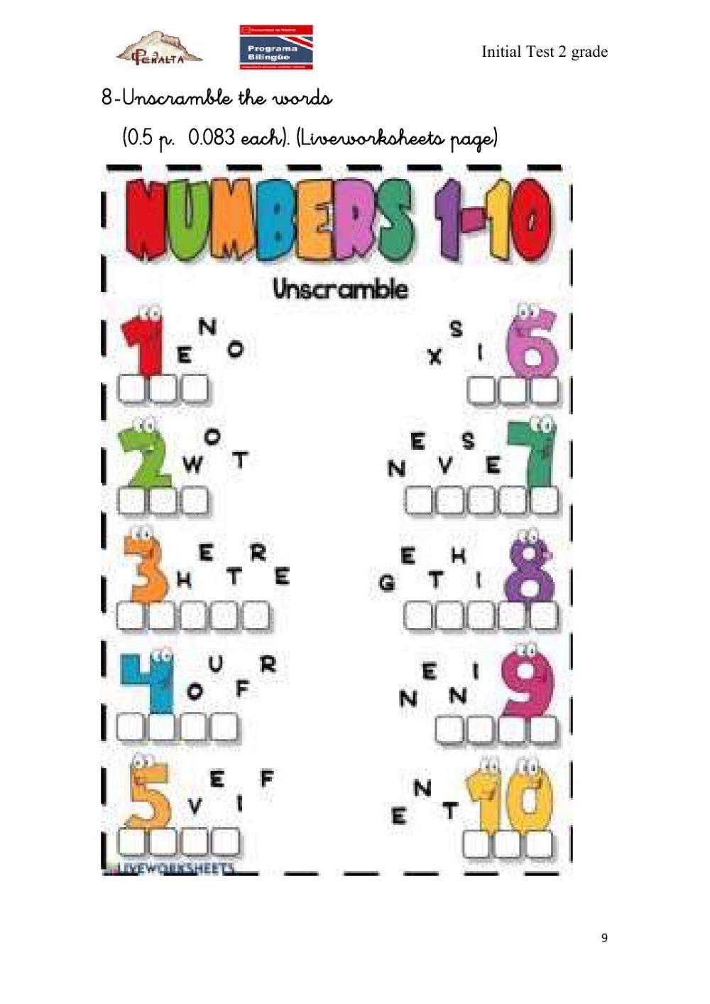 Initial Test 2nd Grade