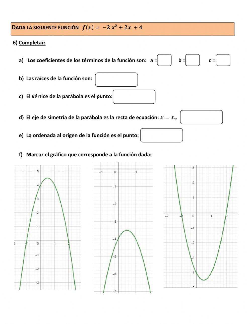 Función Cuadrática (Parte B)