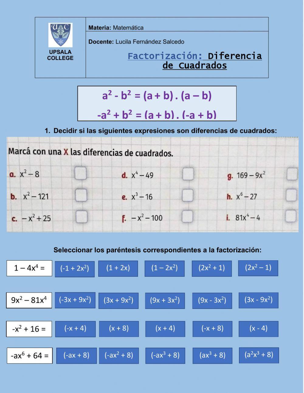Diferencia de cuadrados