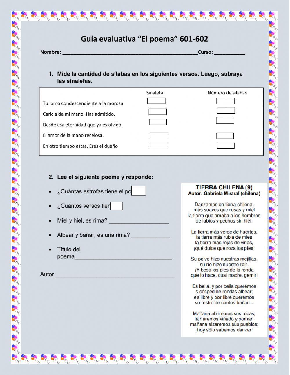 El poema taller evaluativo 601-602