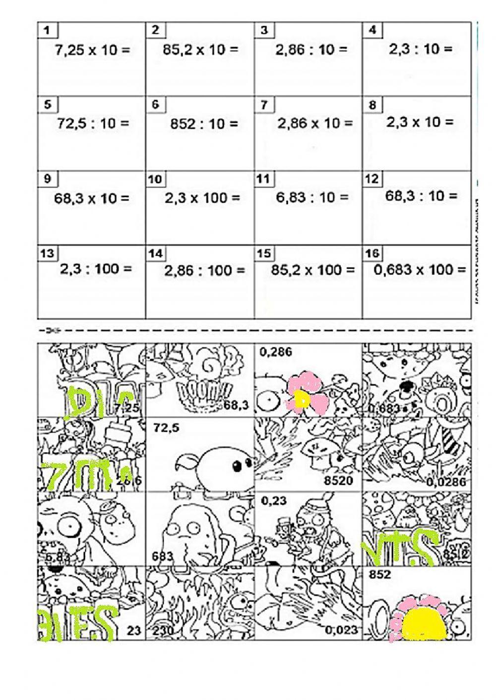 Rompecabezas multiplicaciones y divisiones