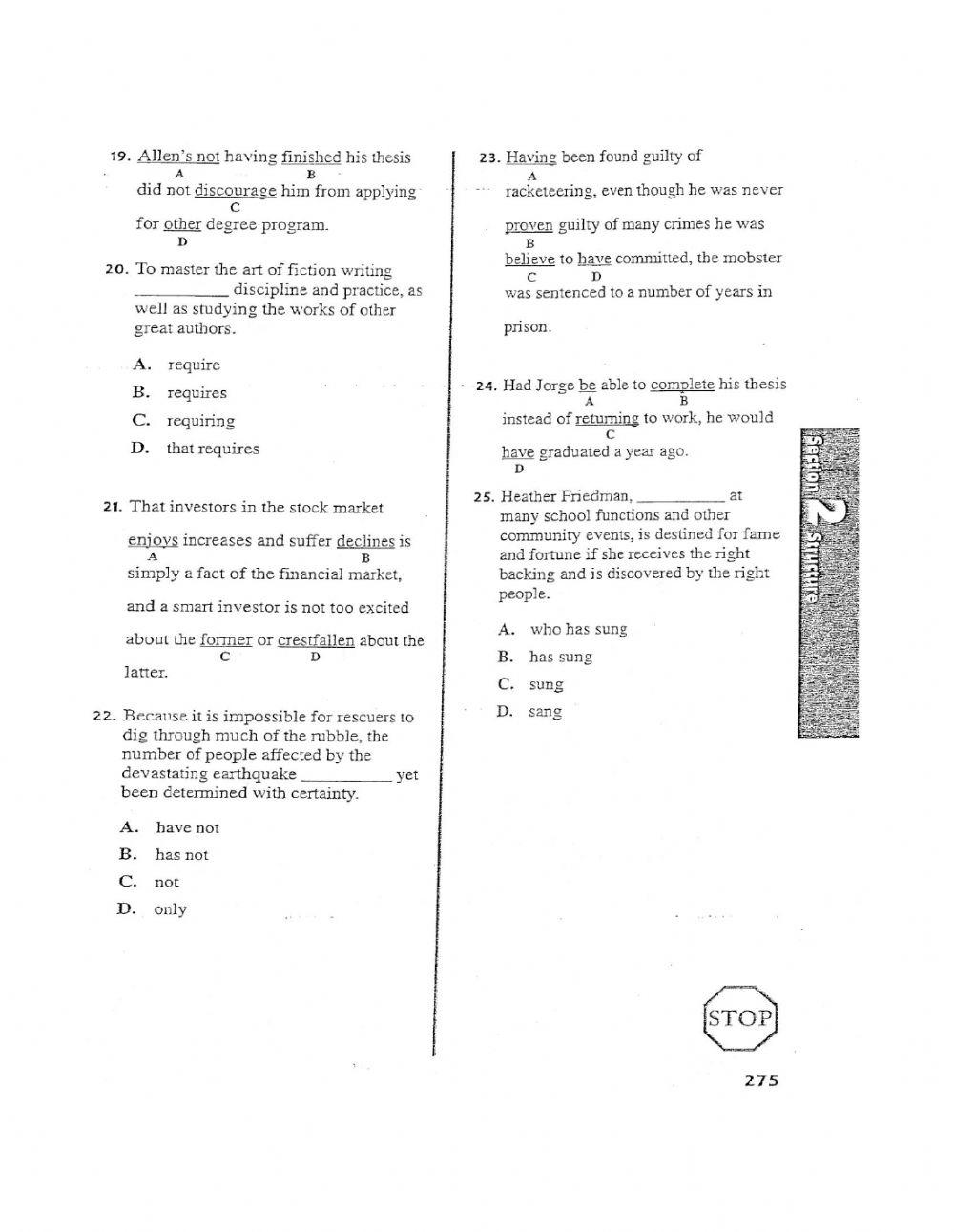 Esli Toefl Grammar Section 2020