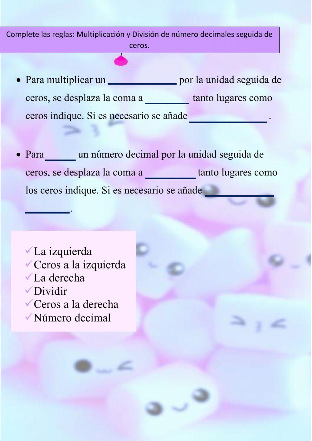 Multiplicación y divición de números decimales y redondeo de números decimales