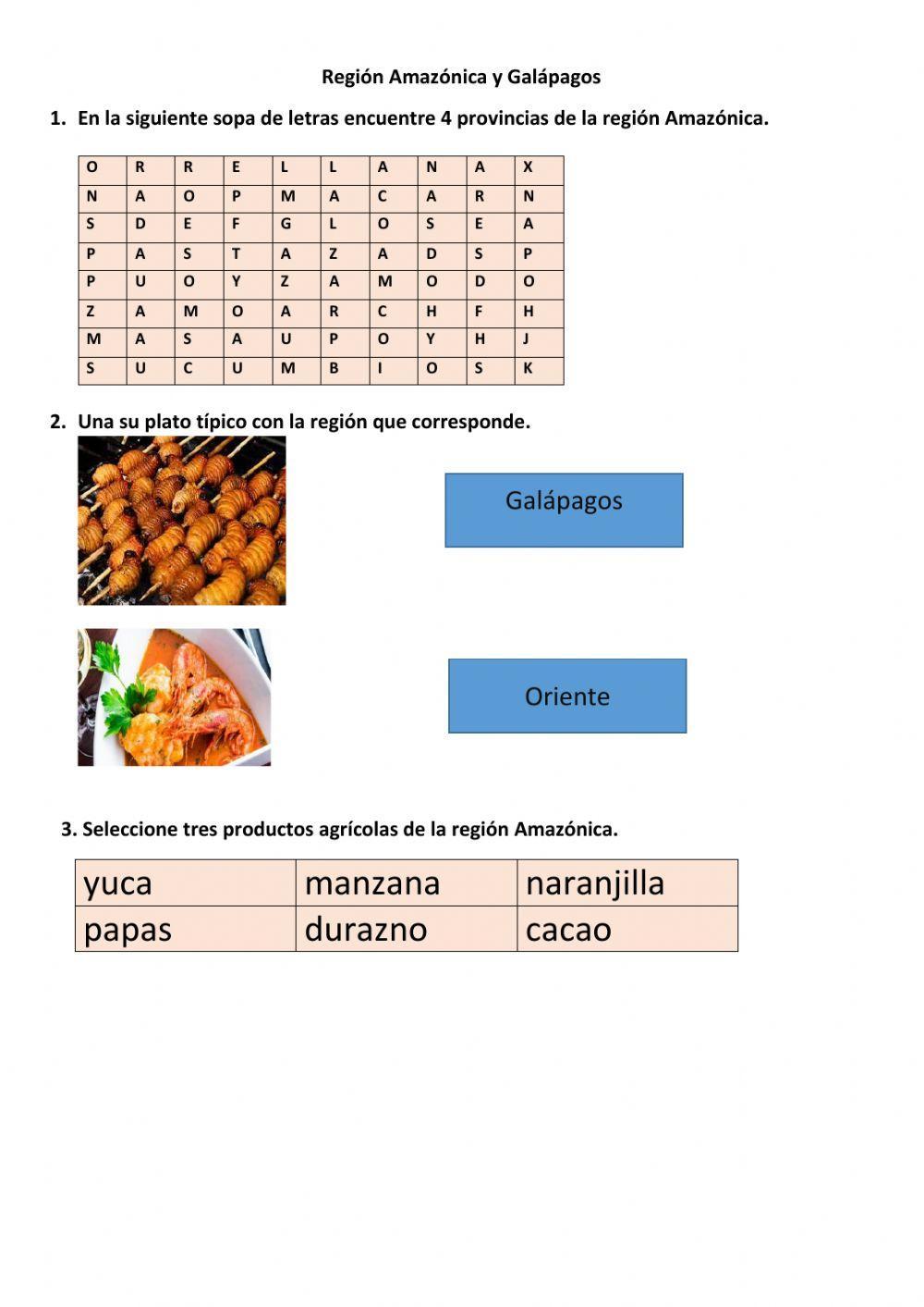 Región Amazónica y Galápagos