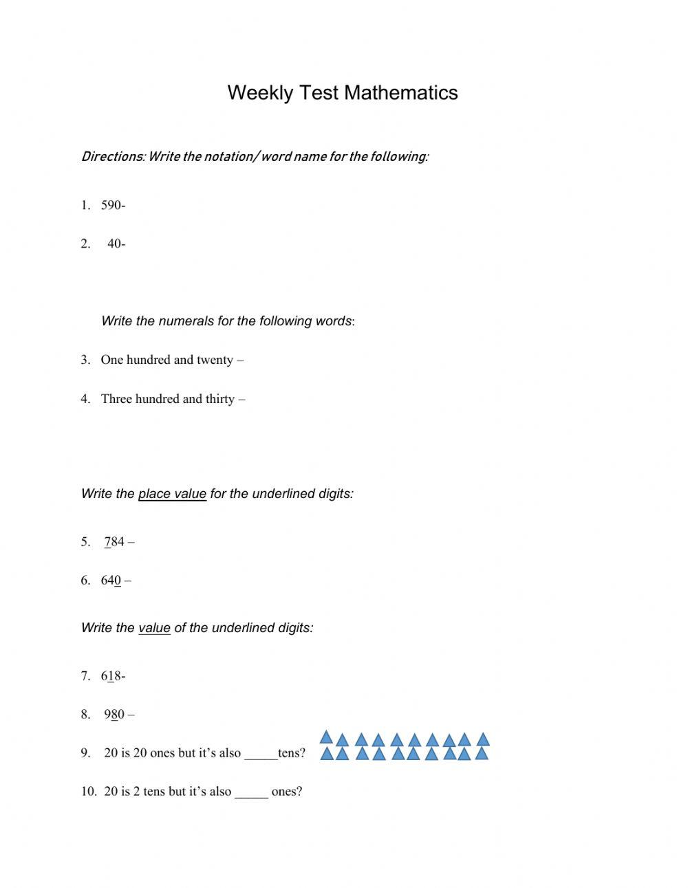 Numeration and Place value