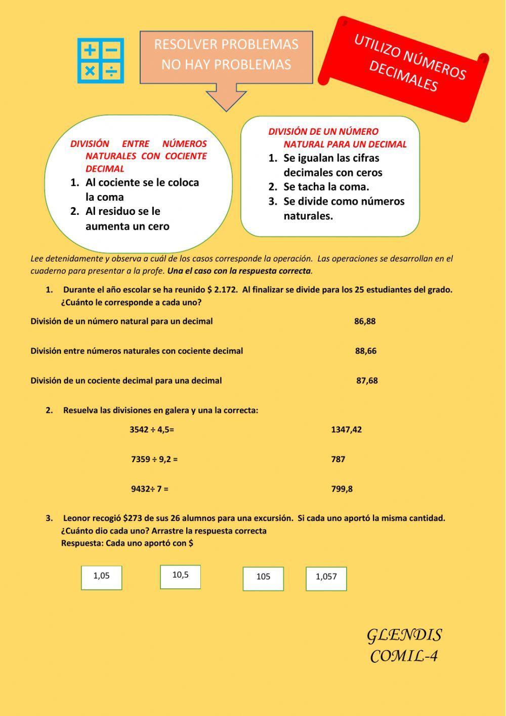 División de decimales