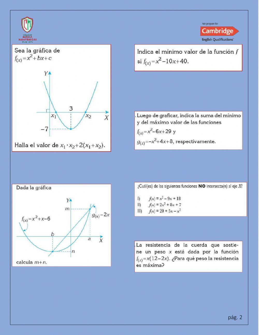 Funciones cuadráticas - Funciones cuadráticas -