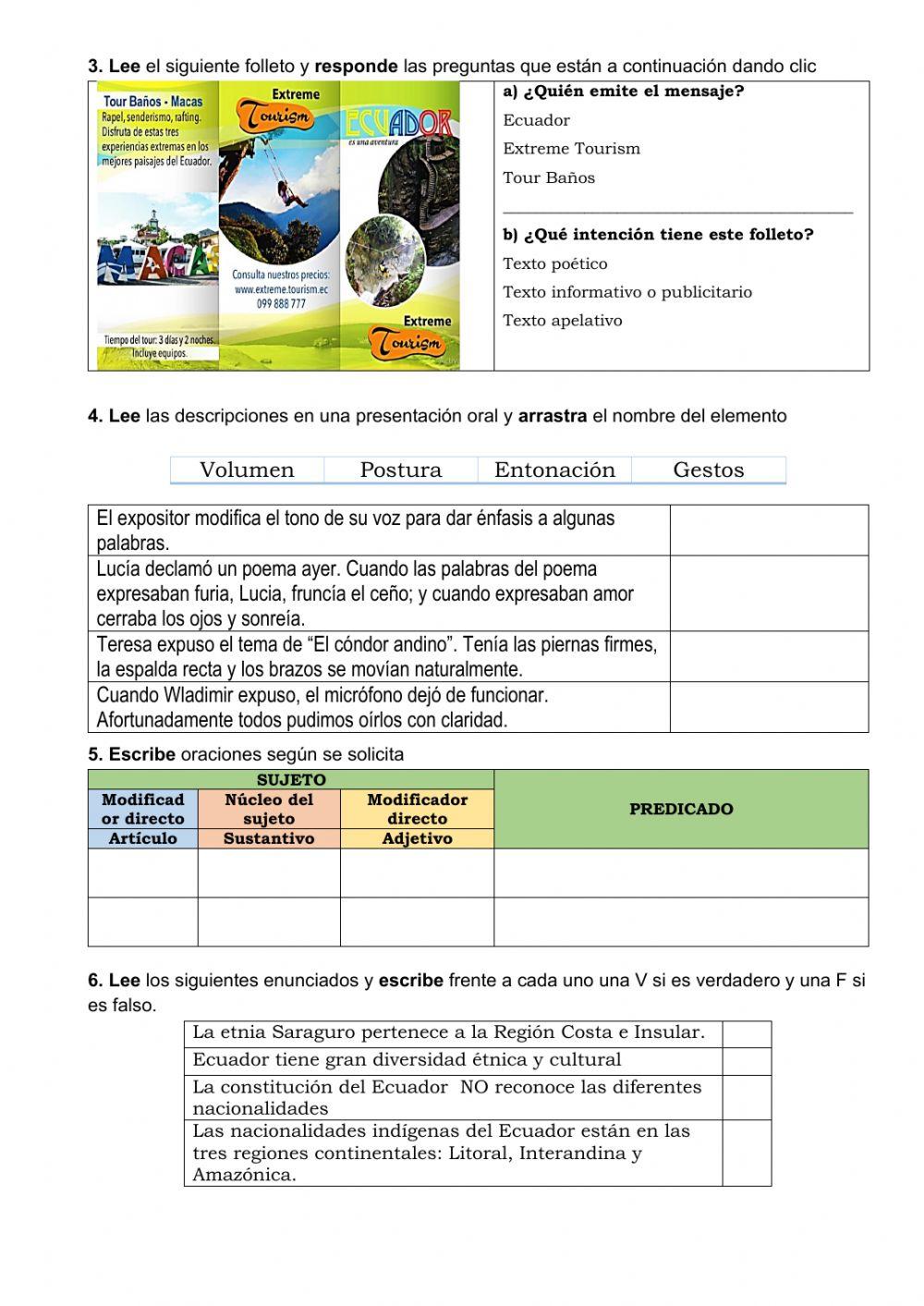 Lengua y literatura disgnóstico para séptimo