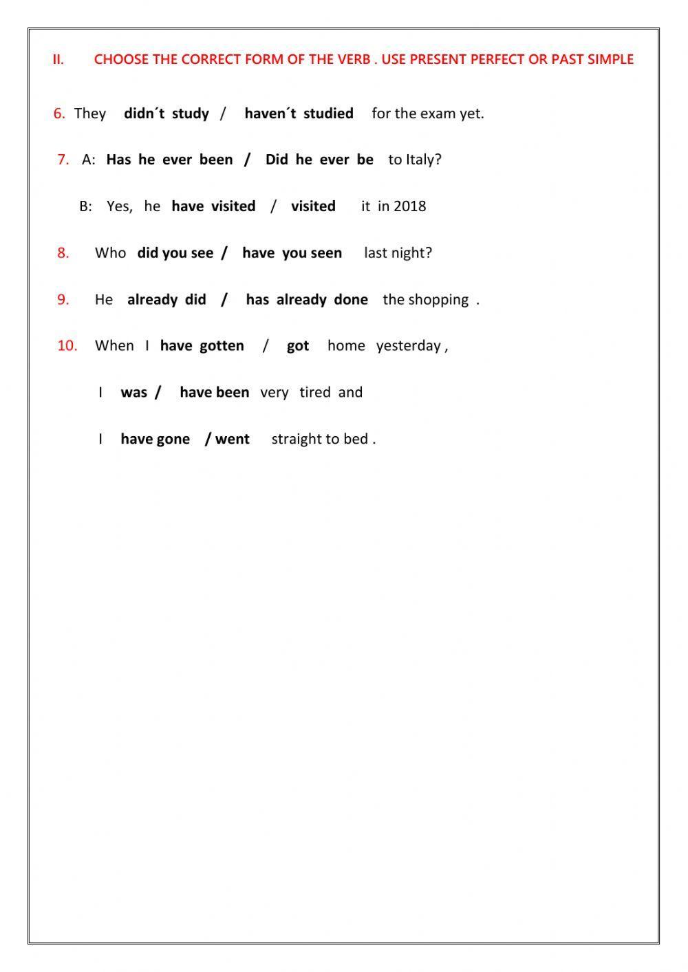 MY EVIDENCE : Reading and Grammar  - Unit 6