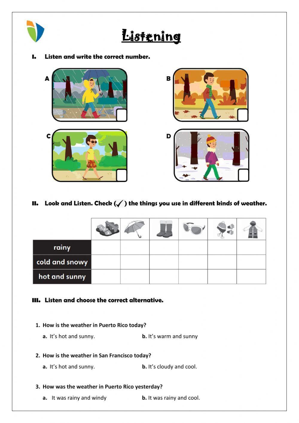 3rd grade - unit 7 - listening