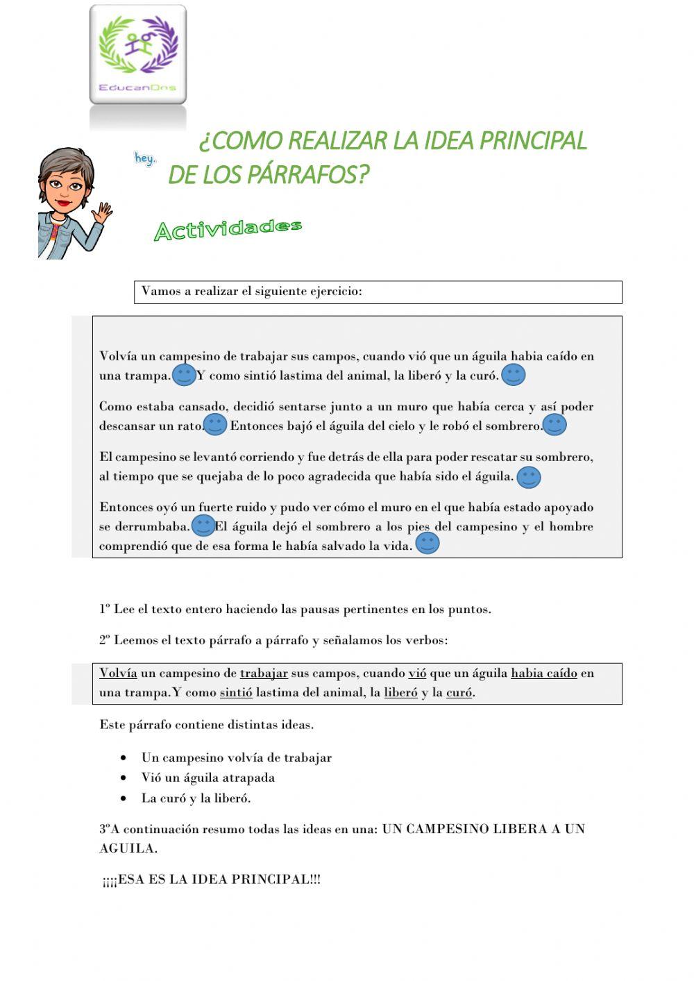 Hacer la idea principal de los párrafos