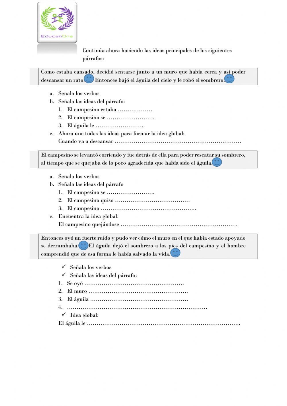 Hacer la idea principal de los párrafos