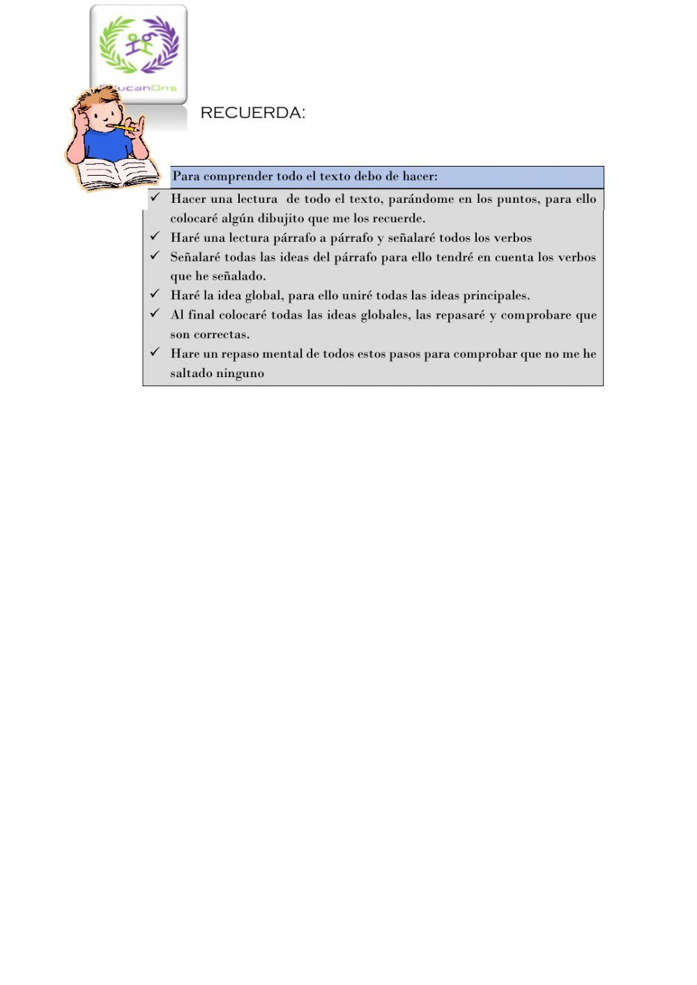 Hacer la idea principal de los párrafos