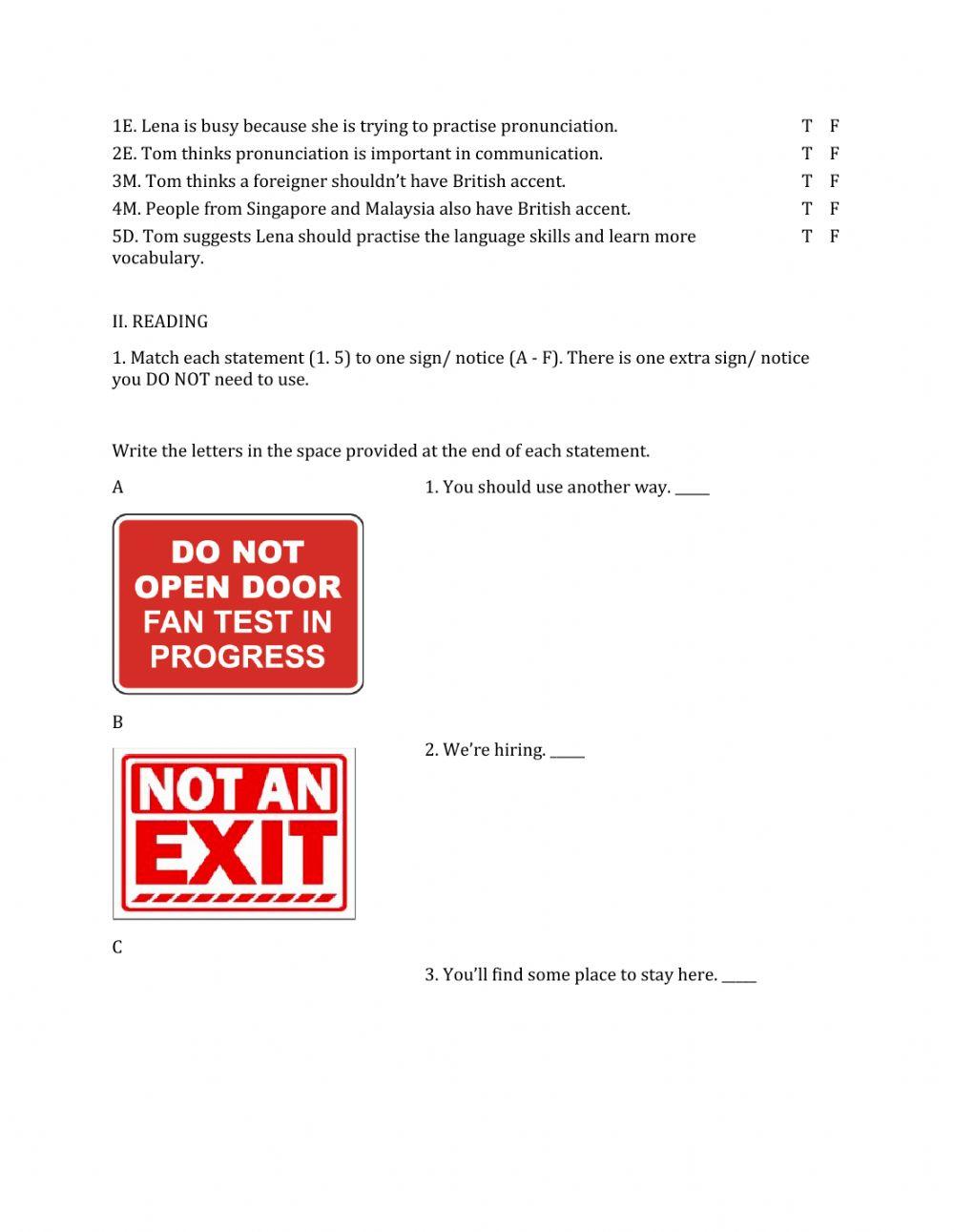 Lớp 9 - Kiểm tra cuối kỳ