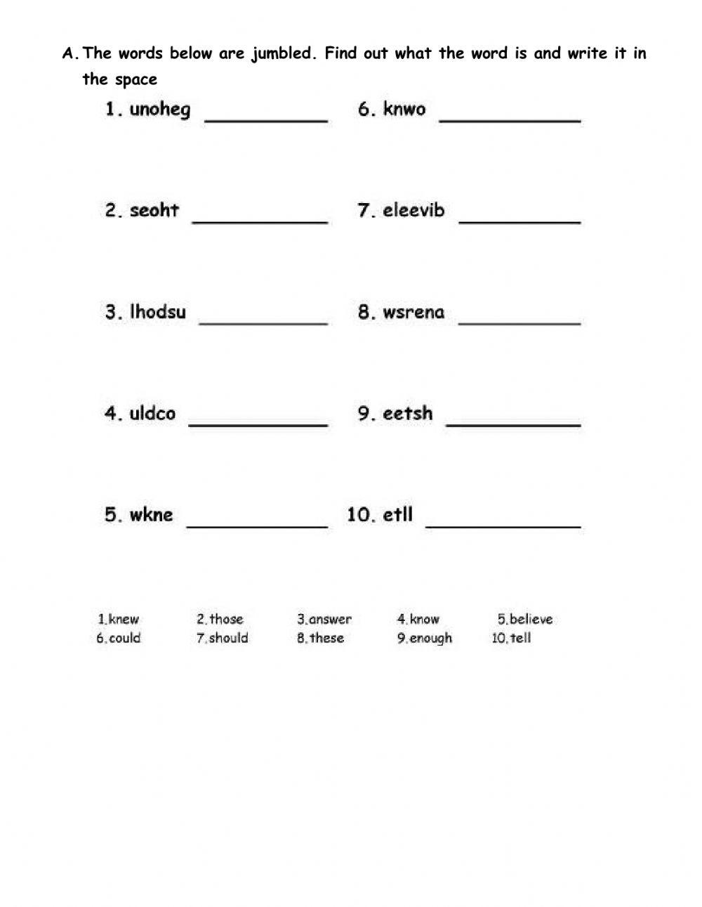 Grade 3 Verbal reasoning examination